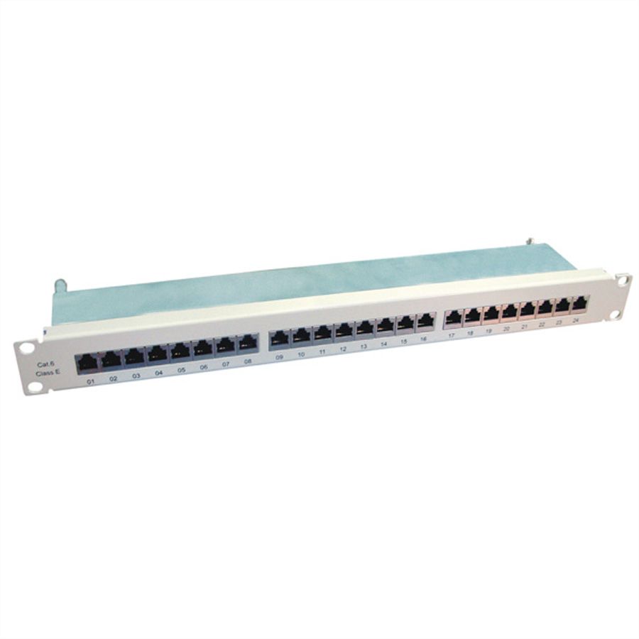 VALUE Kat.6 (Class E) 19"-Patchpanel, 24 P, geschirmt, grau
