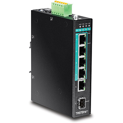 TRENDnet TI-PG541 5-Port gehärteter industrieller Gigabit PoE+ Switch DIN-Rail