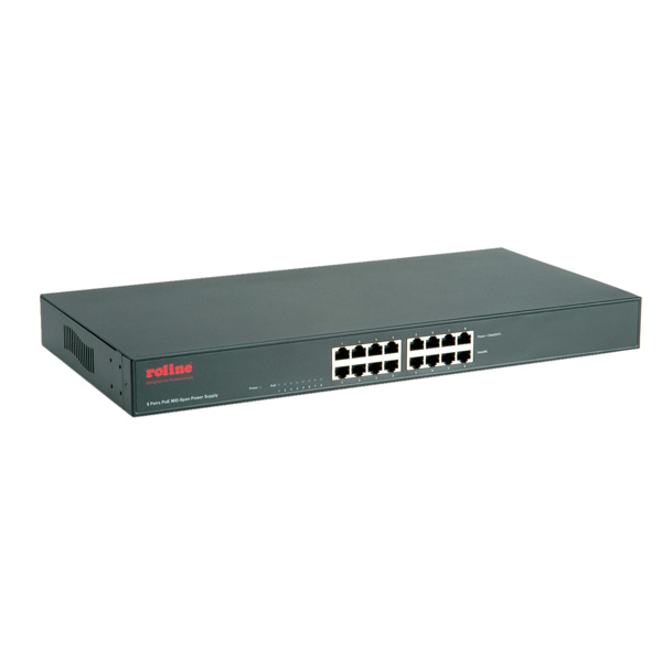 ROLINE 19" Fast Ethernet PoE Mid-Span Injektor, 8 Ports