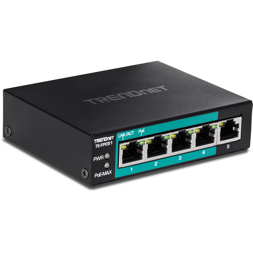TRENDnet TE-FP051 5-Port PoE+ Switch Fast Ethernet Long Range