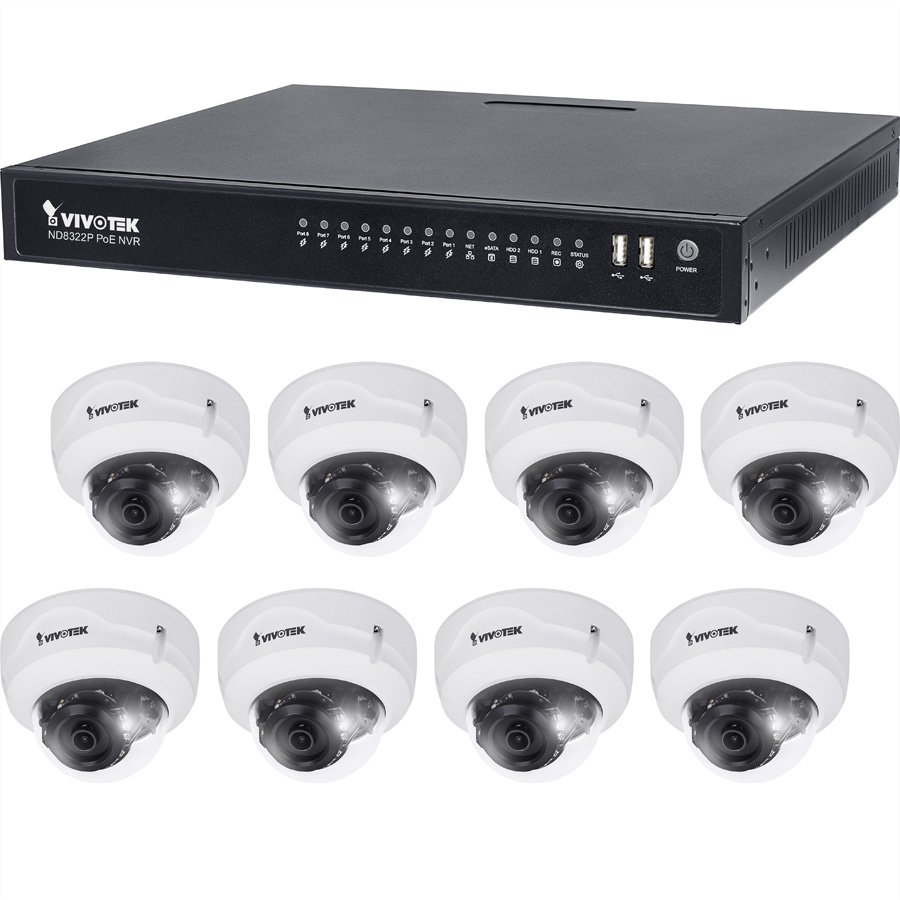 VIVOTEK Paket 1x ND8322P + 8x FD8369A-V