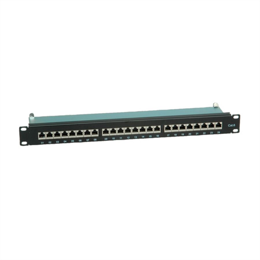 VALUE Kat.6 (Class E) 19"-Patchpanel, 24 P, geschirmt, schwarz