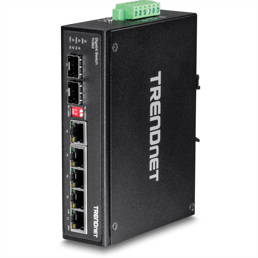 TRENDnet TI-G62 6-Port Gehärteter Industrieller Gigabit DIN-Rail Switch