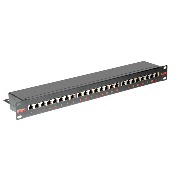 ROLINE Kat.6 (Class E) 19"-Patchpanel, 24P, geschirmt, schwarz