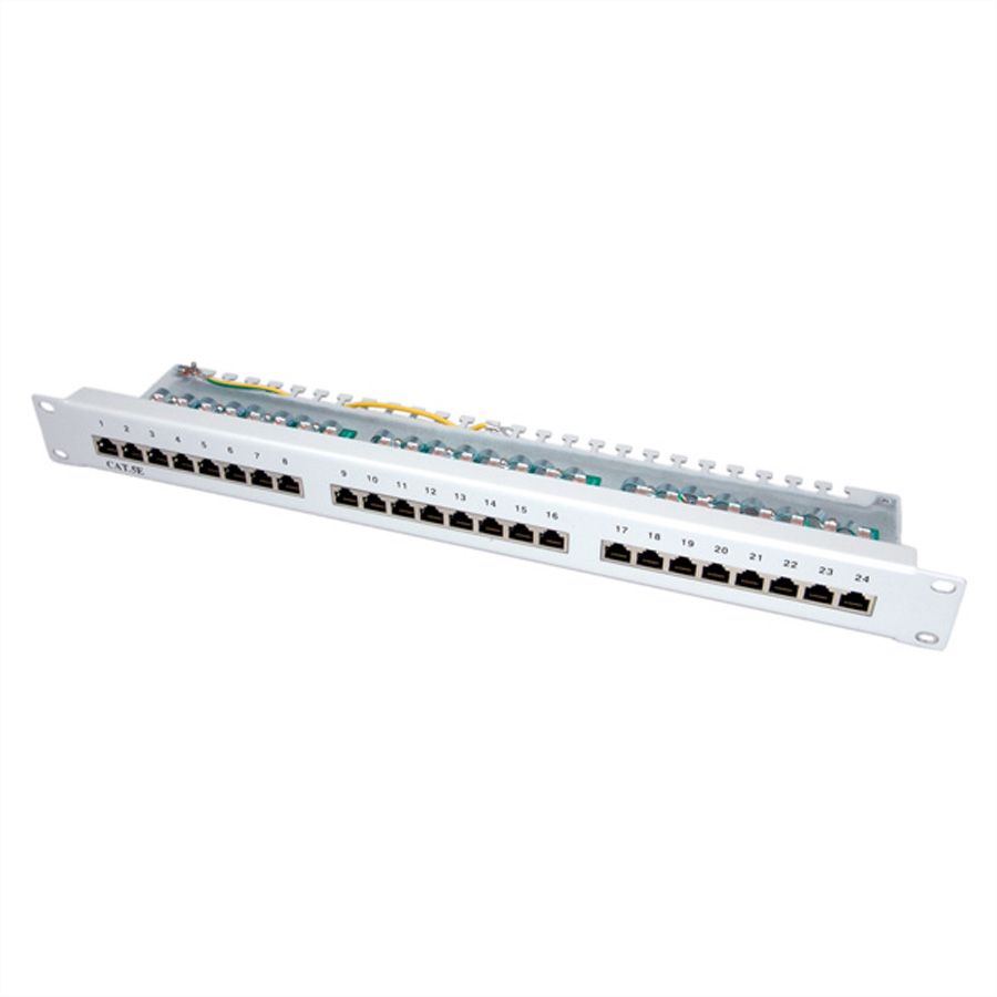 VALUE Kat.5e (Class D) 19"-Patchpanel, 24P, geschirmt, grau