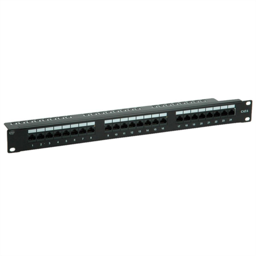 VALUE Kat.6 (Class E) 19"-Patchpanel, 24P, ungeschirmt, schwarz